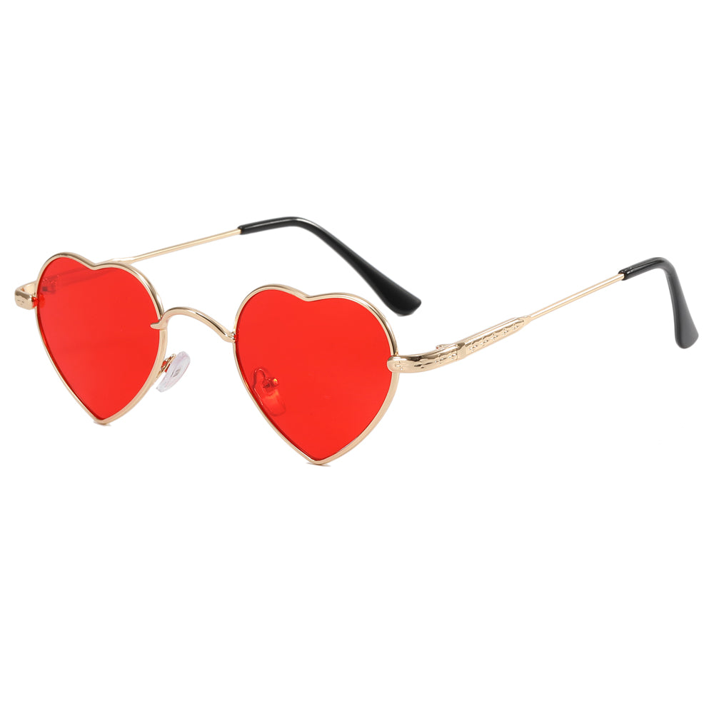 Metal Cute Heart Shape Lightweight Sunglasses