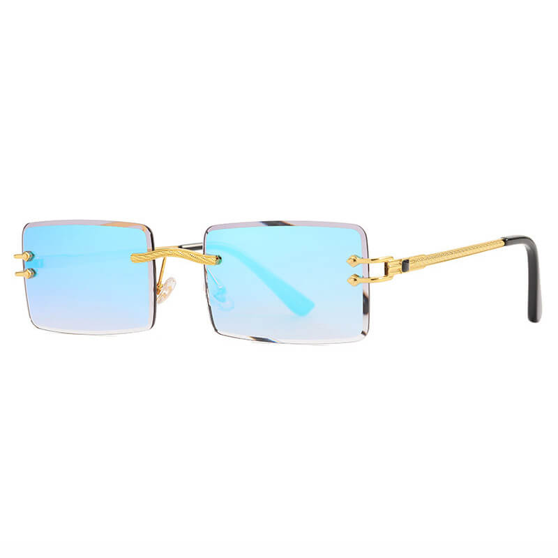 Retro Vintage Rectangle Rimless Sunglasses