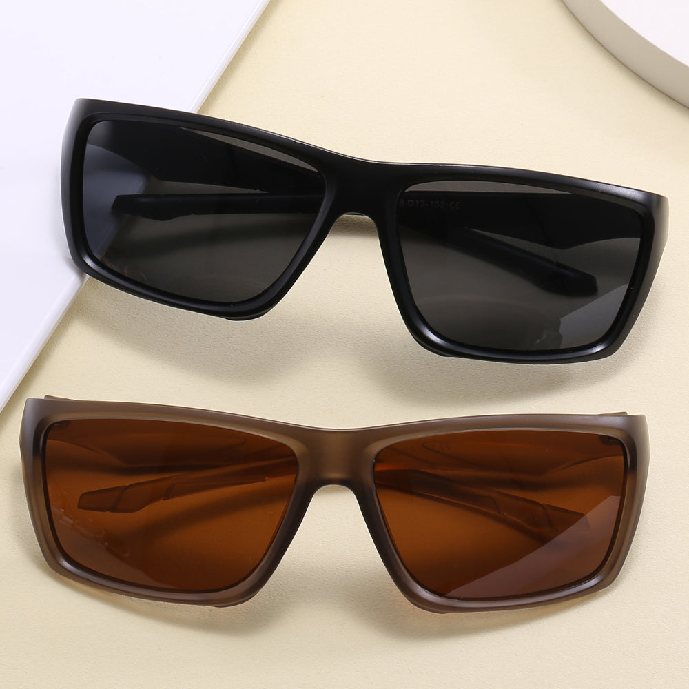 Flat Top Polarized Rectangular Sports Driving Sunglasses