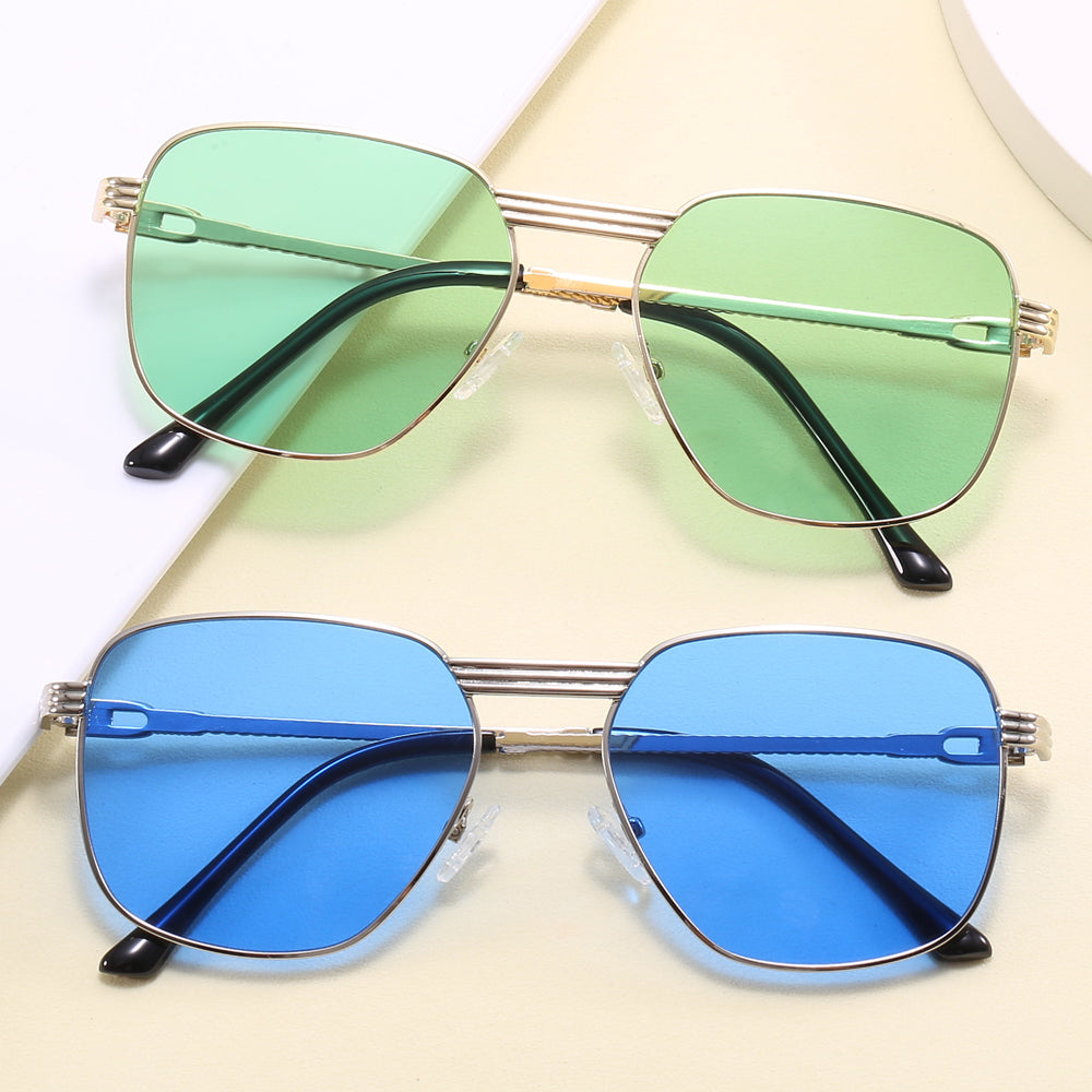 Retro Metal Frame Square UV400 Shades Sunglasses