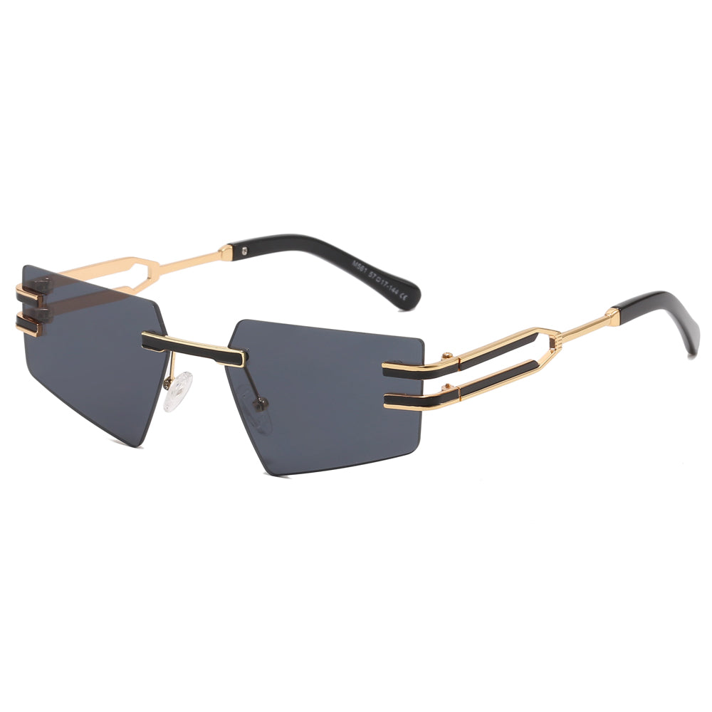 Metal Pentagon Rectangle Rimless Sunglasses