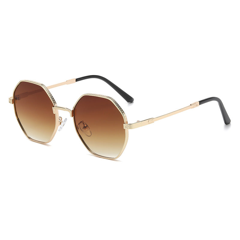 Retro Polygon Shades Metal Frame Sunglasses