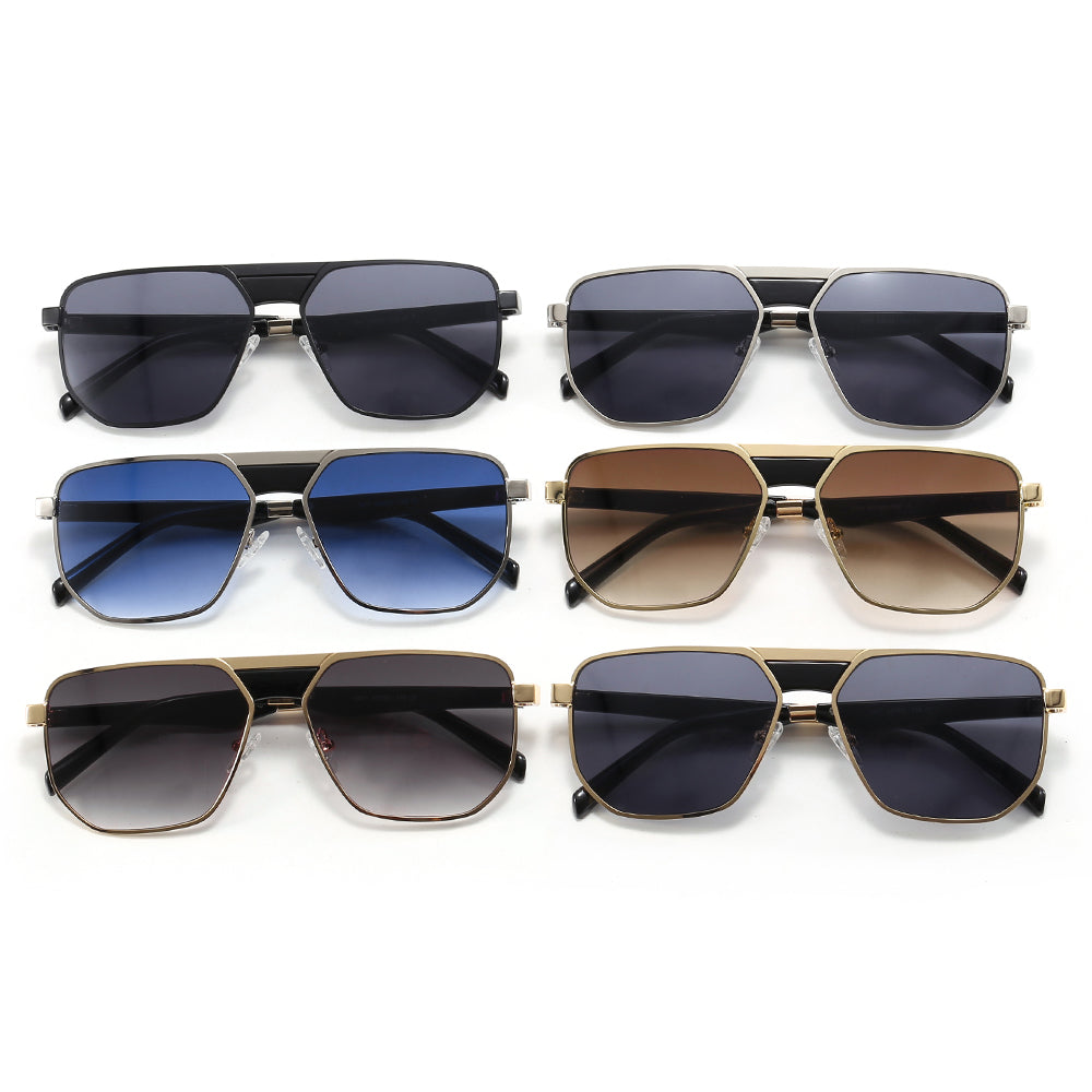 Men Oversized Luxury Shades Flat Top Square Sunglasses