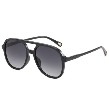 Double Bridge Flat Top Large Square Sunglasses