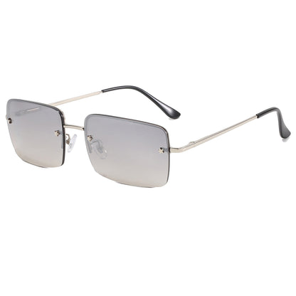 Retro Rectangle Rimless Gradient Outdoor Vacation Sunglasses