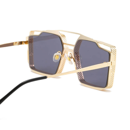 Retro Steampunk Square Metal Frame Sunglasses