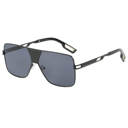 Oversized Square Metal Frame UV400 Gradient Shades Sunglasses