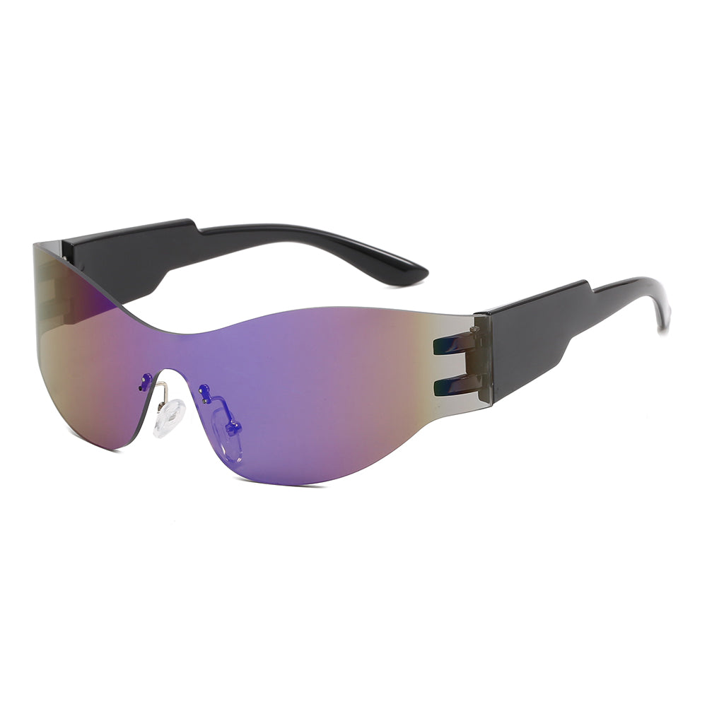 One Piece Oversized Rimless Shield Y2K Sports Sunglasses