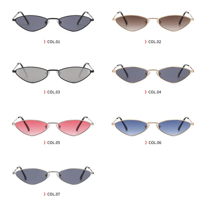 Cat Eye Women Small Triangle Metal Frame Sunglasses