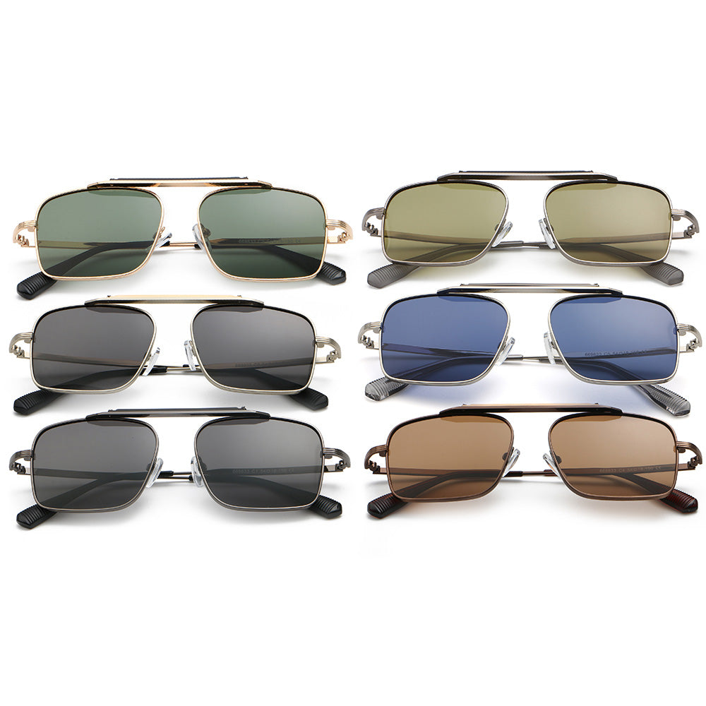 Flat Top Metal Frame UV400 Men's Gradient Shades Sunglasses