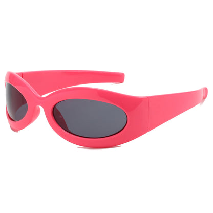 Retro Wrap Around Oval Outdoor Cycling Sporty Y2K Sunglasses