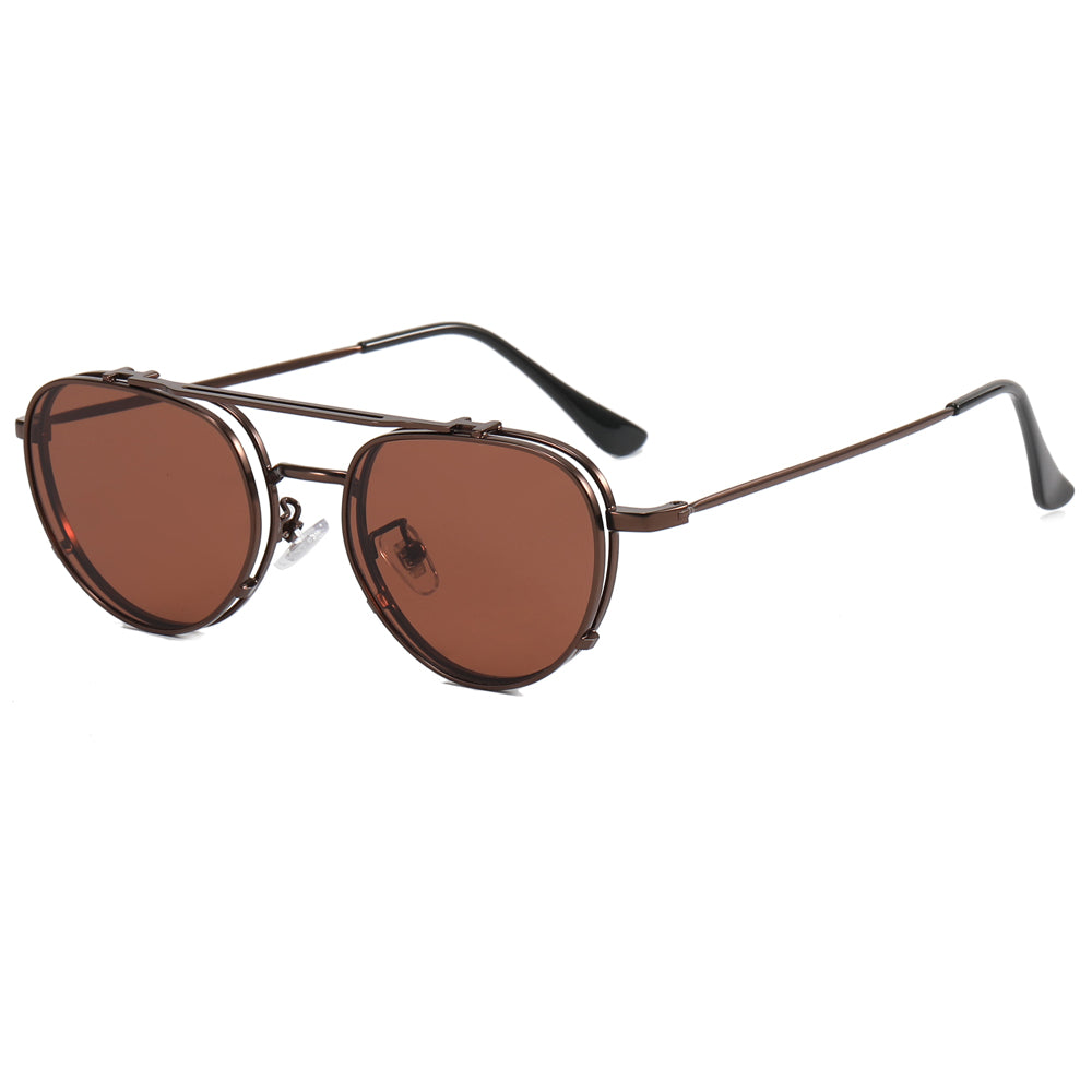 Retro Flat Top Metal Frame Sunglasses