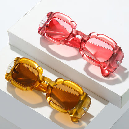 Bold Oversized Curved-Frame Sunglasses