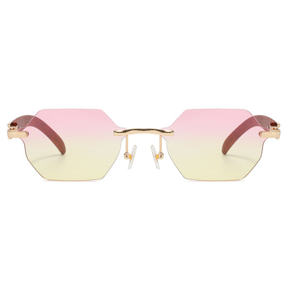 Retro Small Rectangle Rimless Sunglasses