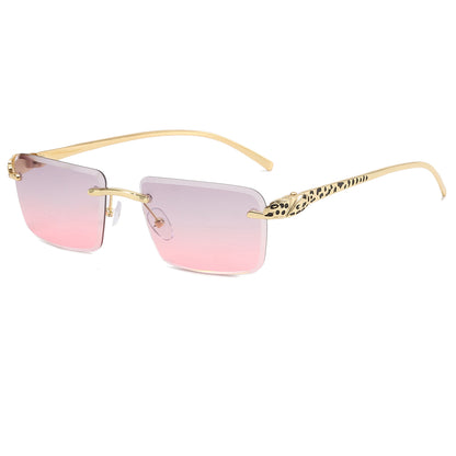 Panther Rectangle Tint Rimless Sunglasses