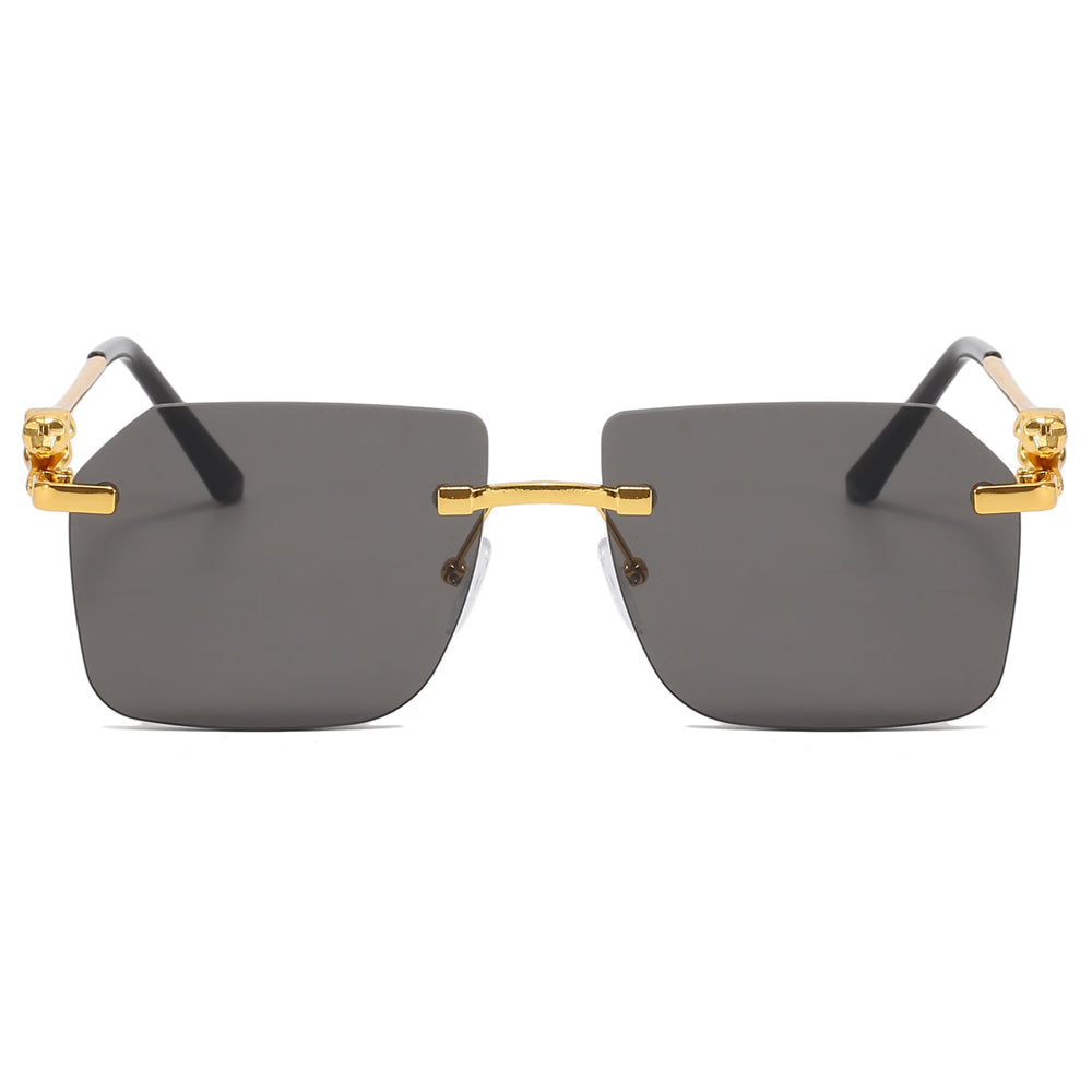 Diamond Cut Oversized Rimless Square Outdoor Holiday Sunglasses