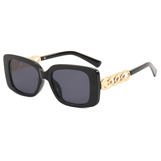 Retro Rectangle Chain Temple Sunglasses