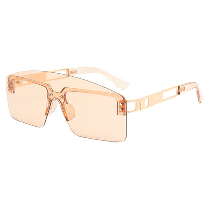One Piece Tinted Lens Rimless Sunglasses