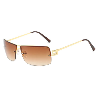 Retro Rectangle Rimless Tinted Sunglasses