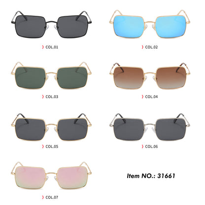 Rectangle Lightweight Metal Frame Polarized Sunglasses