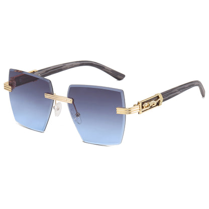 Square Rimless Diamond Cutting Lens Female Sunglasses