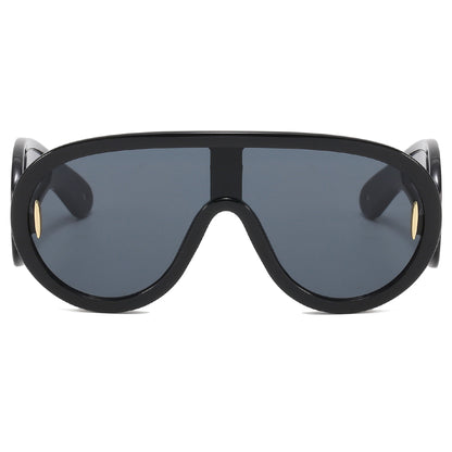 Y2K One Piece Lens Flat Top Oversize Shield Shades Sunglasses