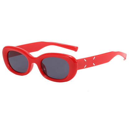 Retro Rectangle Narrow Frame UV Protection Outdoor Sunglasses