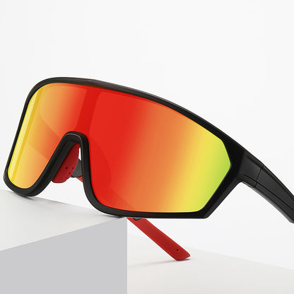 Men Flat Top Sports Outdoor Cycling Shield Goggle Mirror Sunglasses
