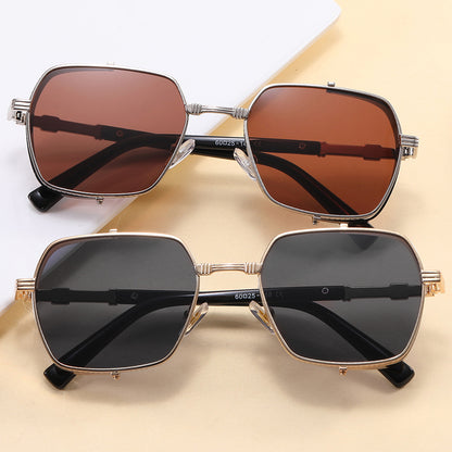 Men Steampunk Gradient Metal Shades Sunglasses