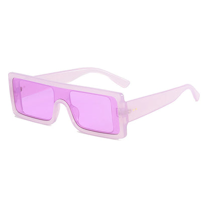 Trendy Flat Top UV400 Rectangle Sunglasses