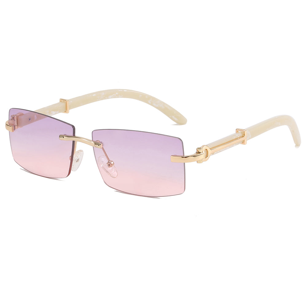Rimless Rectangle Outdoor Vacation Sunshade Gradient Sunglasses