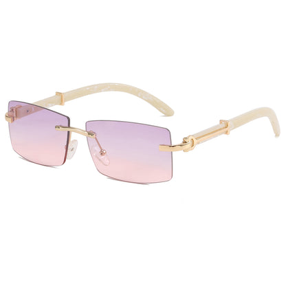 Rimless Rectangle Outdoor Vacation Sunshade Gradient Sunglasses