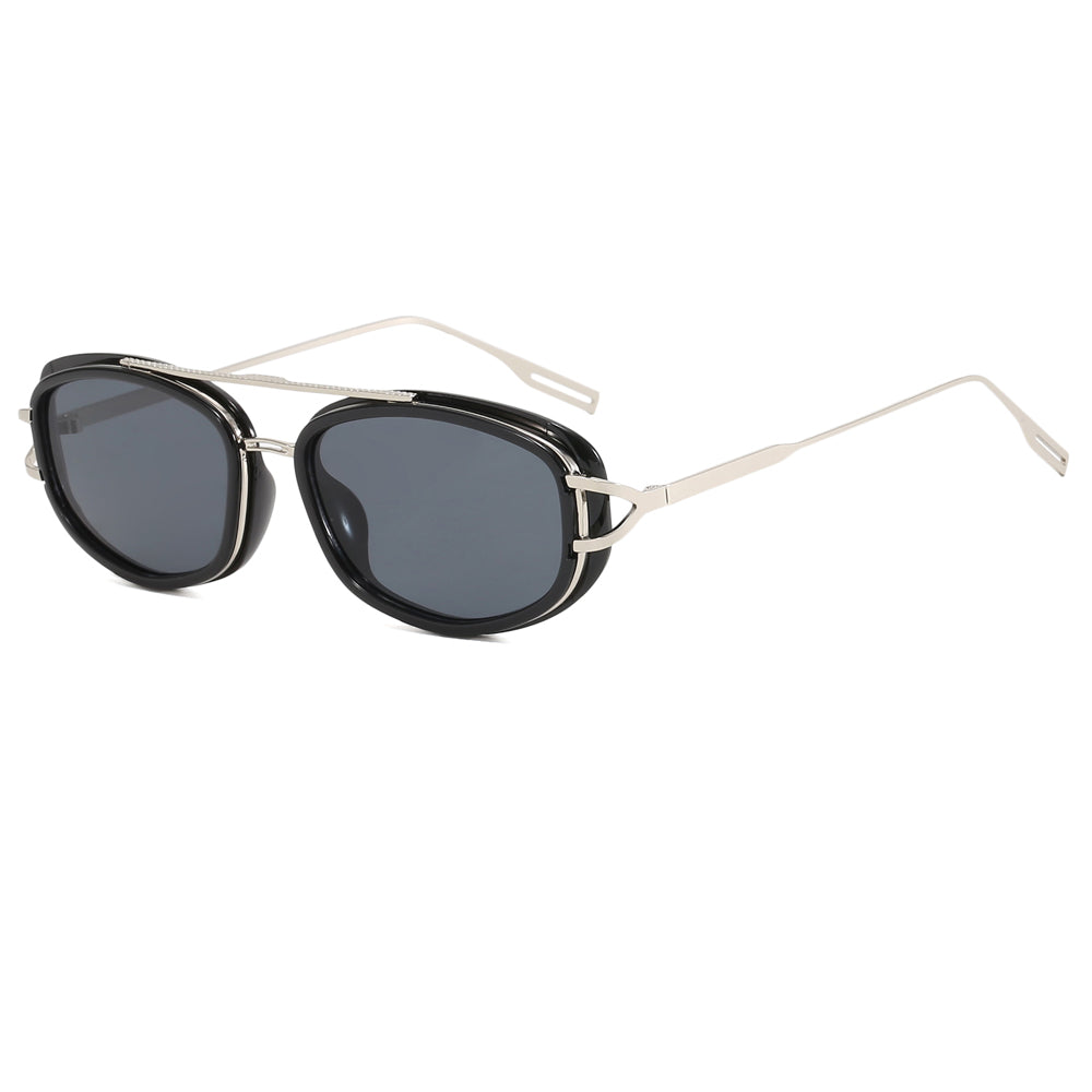 Retro Steampunk Rectangle Metal Frame Sunglasses