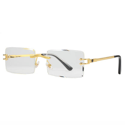 Retro Vintage Rectangle Rimless Sunglasses