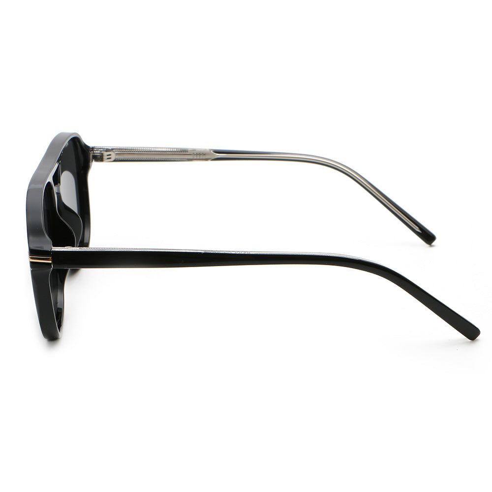 Trendy Square Flat Top Double Bridges Shades Sunglasses