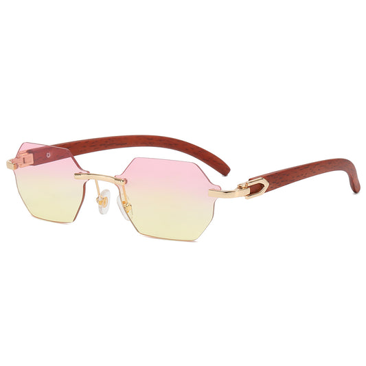 Retro Small Rectangle Rimless Sunglasses