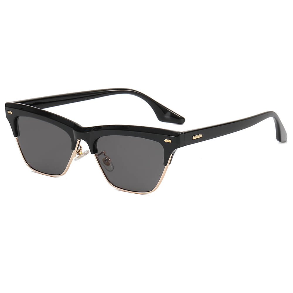 Retro Half-Rmless Cat Eye Sunglasses