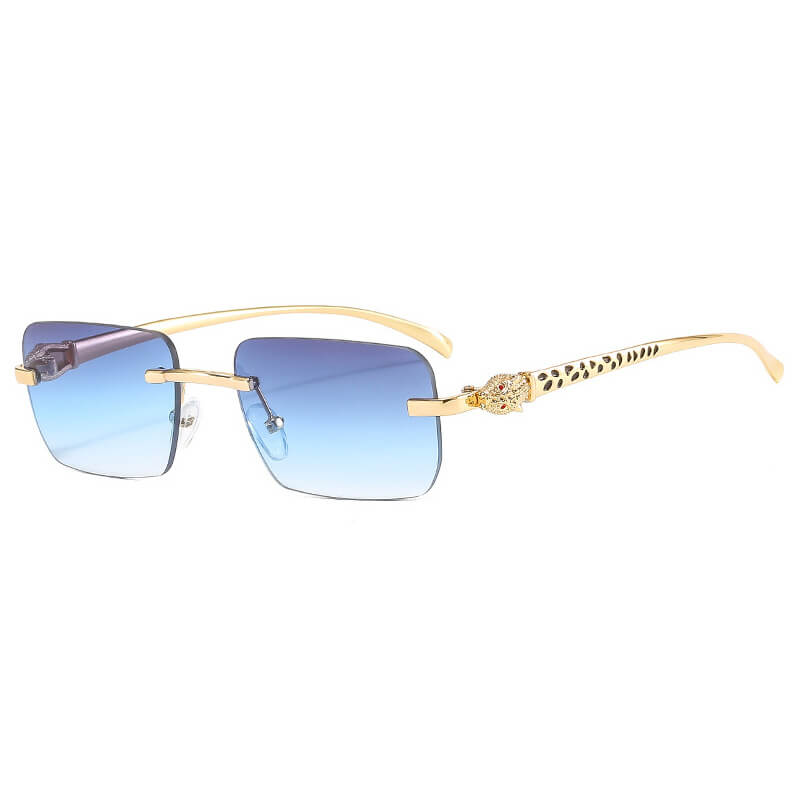 Panther Rectangular Rimless Sunglasses
