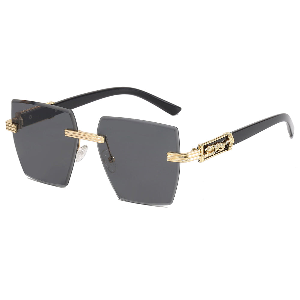 Square Rimless Diamond Cutting Lens Female Sunglasses