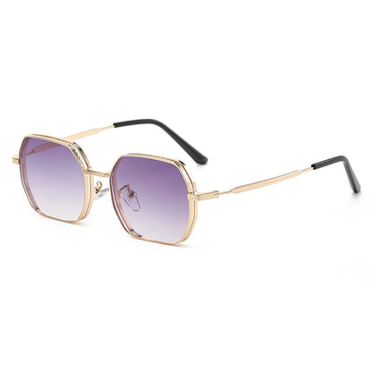 Retro Luxury Polygon Metal Frame Sunglasses