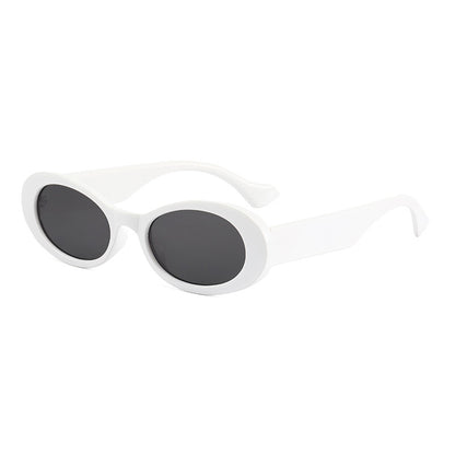 Retro Small Oval Thick Rimmed Sunglasses