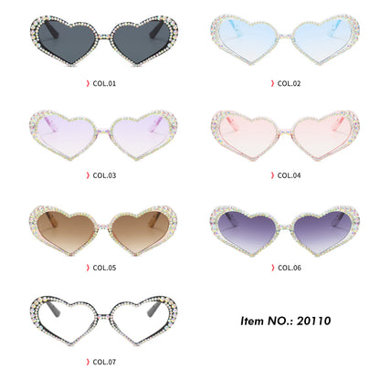 Rhinestone Lovely Cute Heart Shaped Sunglasses
