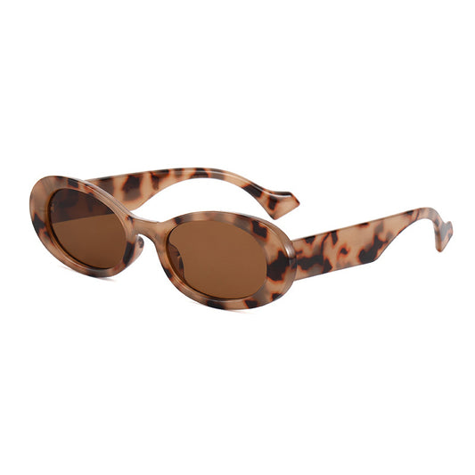Retro Small Oval Thick Rimmed Sunglasses
