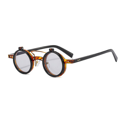 Retro Small Round Flip Up Sunglasses
