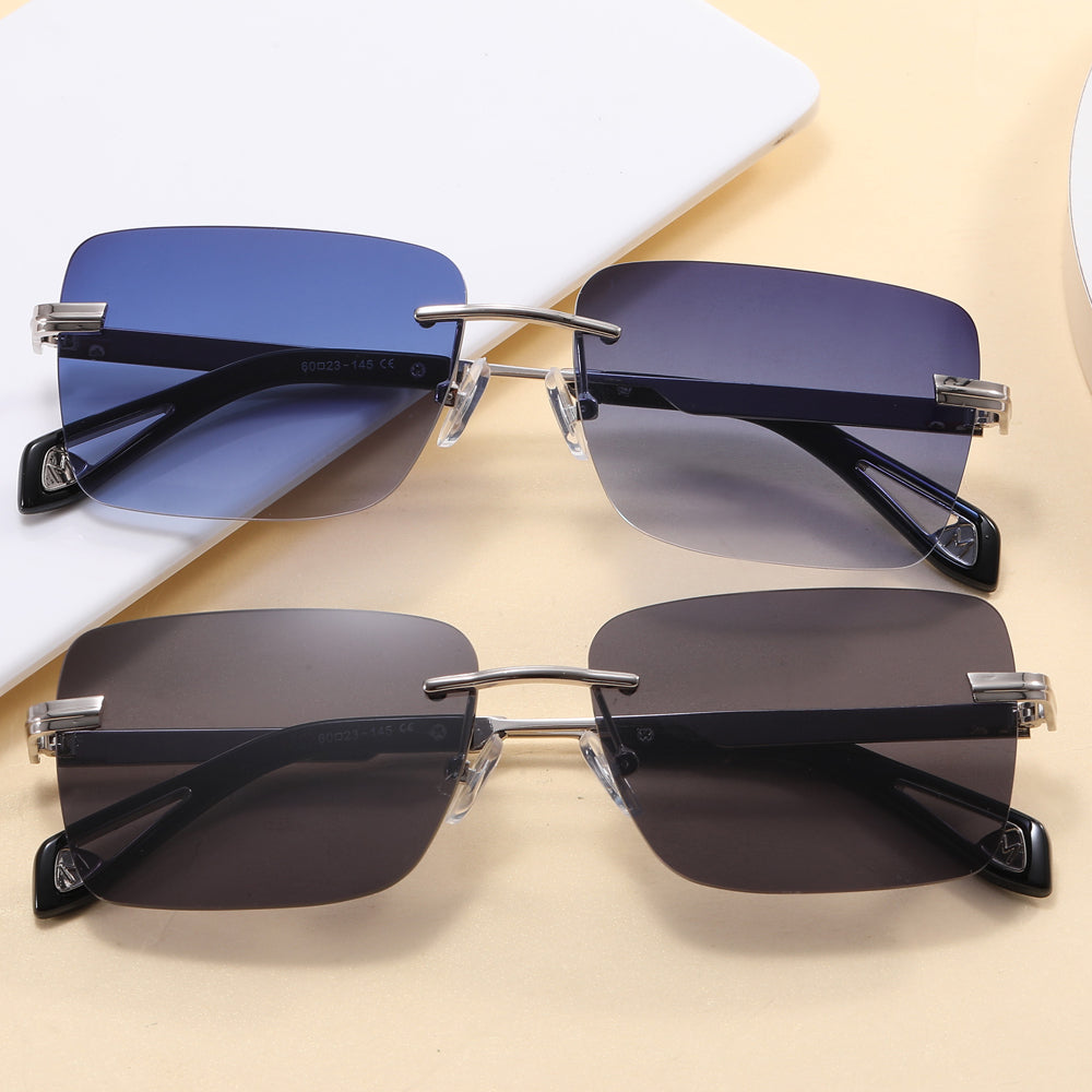 Rectangle Tinted Rimless Sunglasses