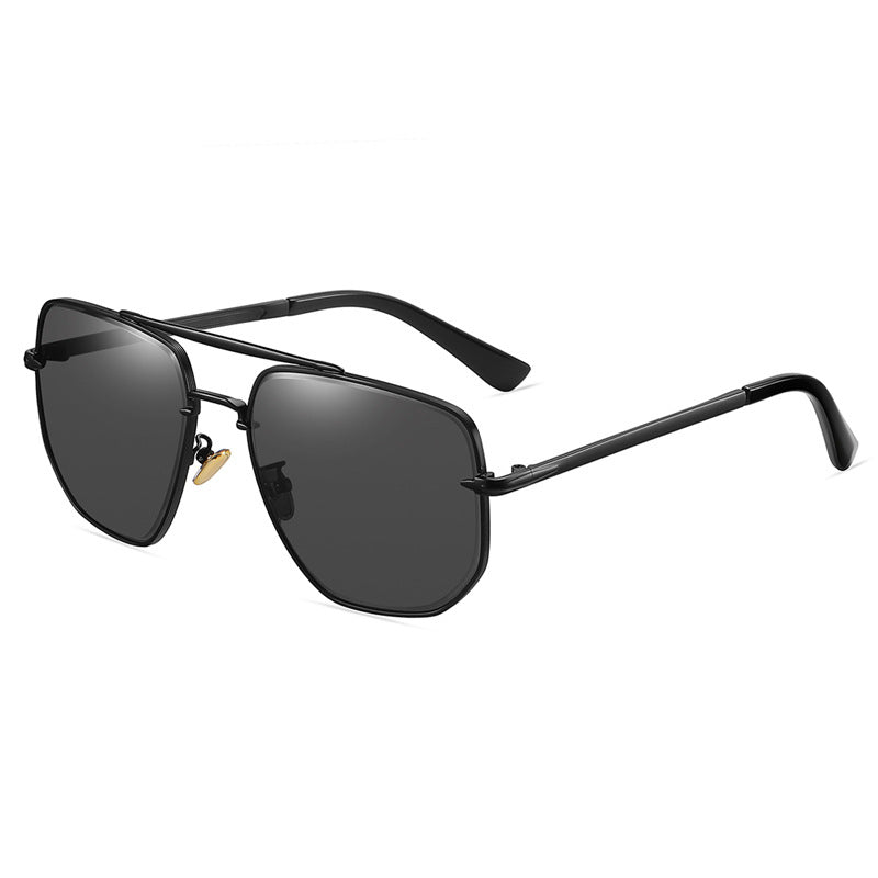 Square Metal Frame Flat Top Gradient Sunglasses
