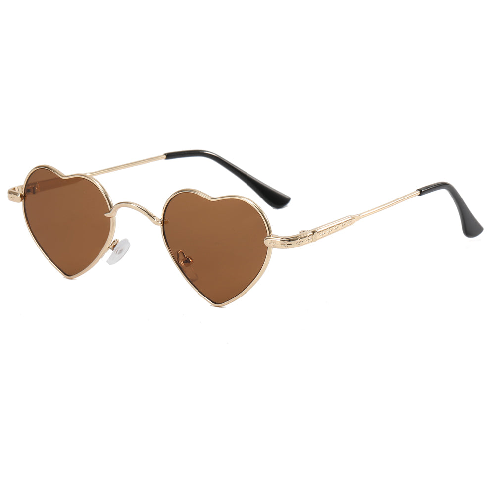 Metal Cute Heart Shape Lightweight Sunglasses