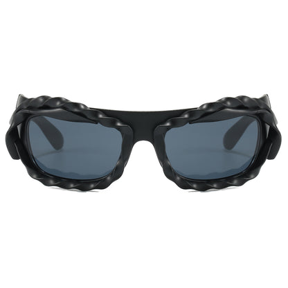 Rectangle Twisted Hip Hop Punk Thick Sporty Y2K Sunglasses