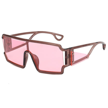 Flat Top One Piece Lens Men Women UV400 Oversize Sunglasses