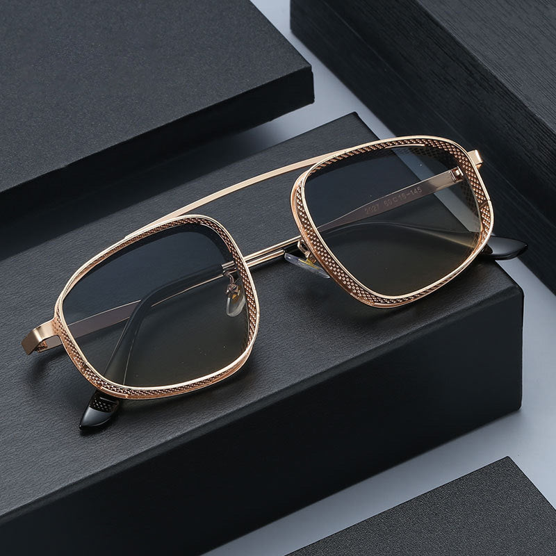 Vintage Metallic Steampunk Oval Sunglasses